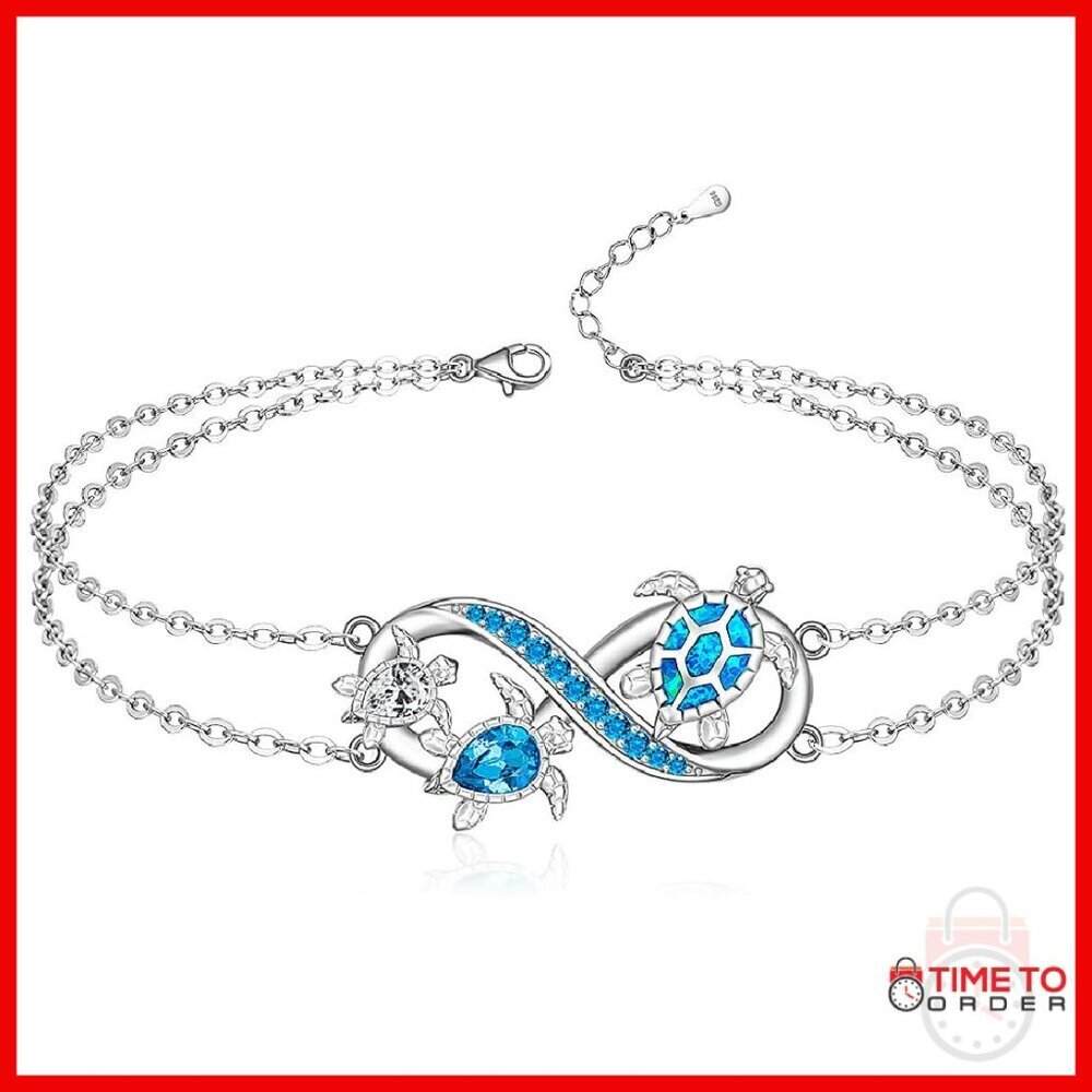 Sterling Silver Sea Turtle Anklet Infinity Symbol Bracelet 10 Inch